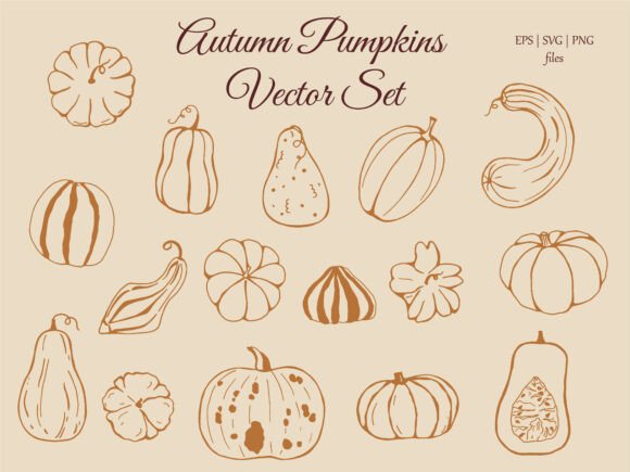 Autumn Pumpkins Vector Set: Elevating Seasonal Design with Versatile Digital Assets