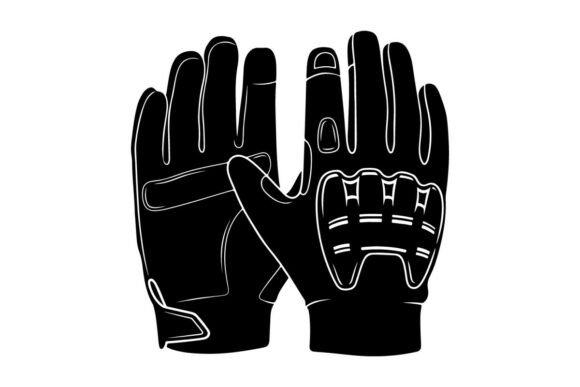 Black and White Baseball Glove Illustrat