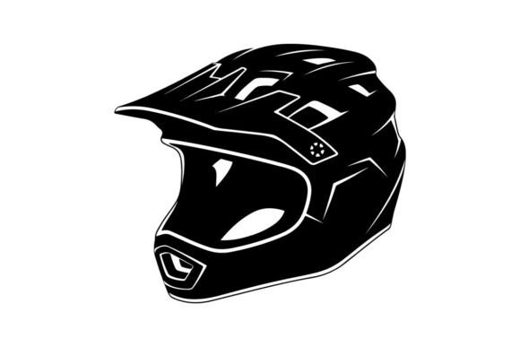 Black Motocross Helmet Isolated on White