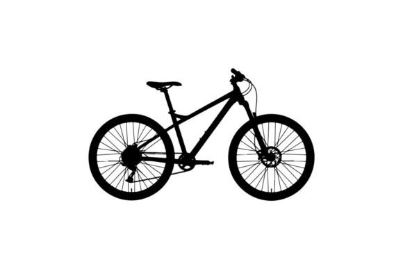 Black Mountain Bike Standing on White Background: A Versatile Vector Asset for Modern Design