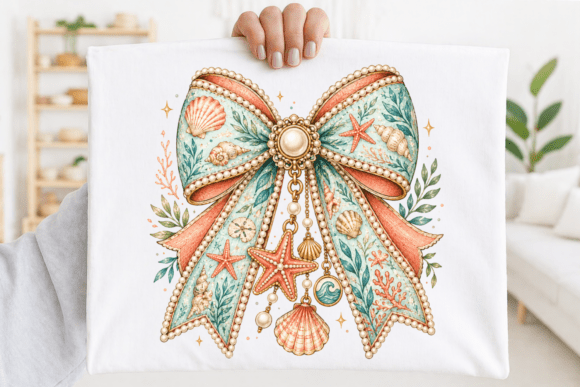 Coastal Pearl Bow Elegant Beach PNG