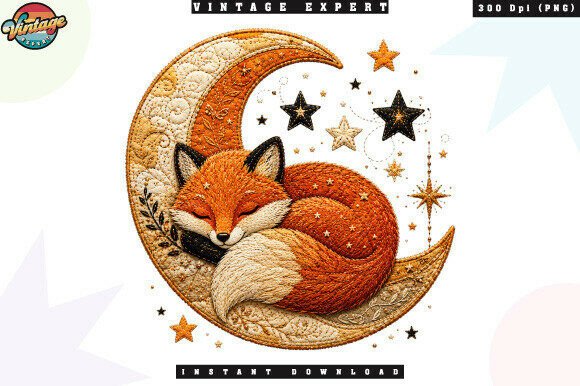 Cozy Woodland Fox Moonlight PNG