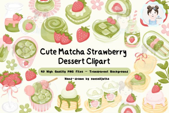 Cute Matcha Strawberry Dessert Clipart Guide