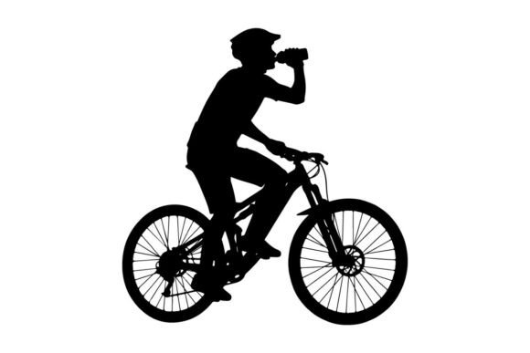 Cyclist Hydration Silhouette: Mountain Bike Art