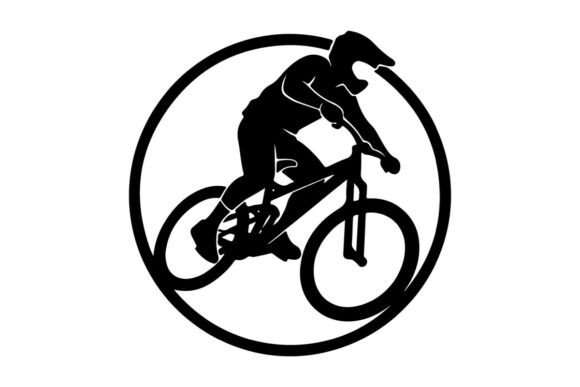 Cyclist in Circular Road Sign Vector