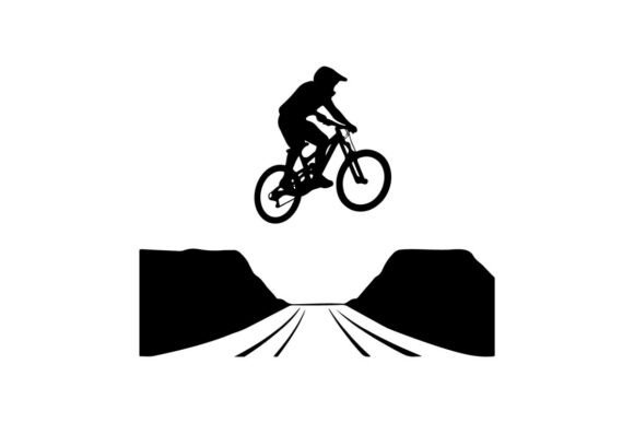 Cyclist Jumping Obstacles in Minima Vector Art