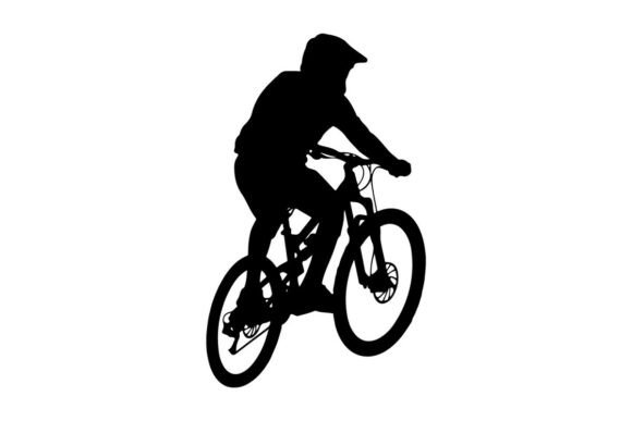 Cyclist Performing Jump Stunt Against Mi: Dynamic Vector Art for Modern Design