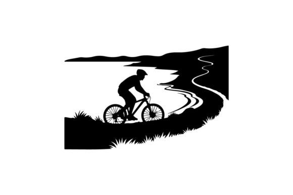 Cyclist Riding Along Scenic Mountain Trail: Strategic Visual Assets for Brand Storytelling