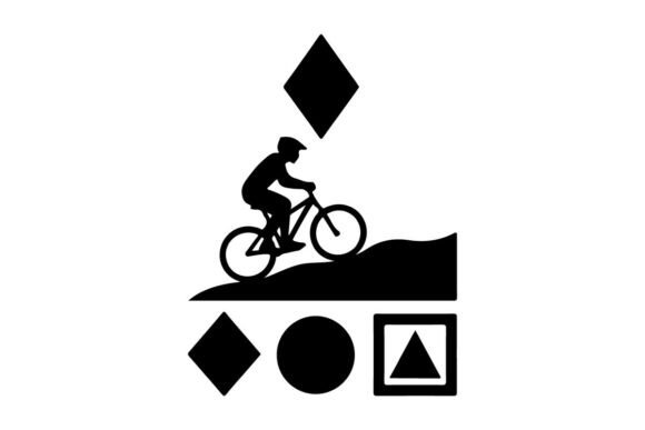 Cyclist Riding over Road Obstacle with W: Elevating Design Through Premium Vector Silhouettes