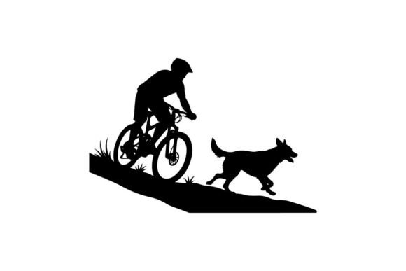 Cyclist Riding with Dog Running Alongside