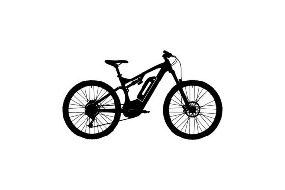 Electric Mountain Bike Silhouette on White