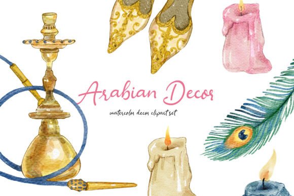 Elevate Your Creative Projects with Arabian Decor Watercolor Clipart PNG Set
