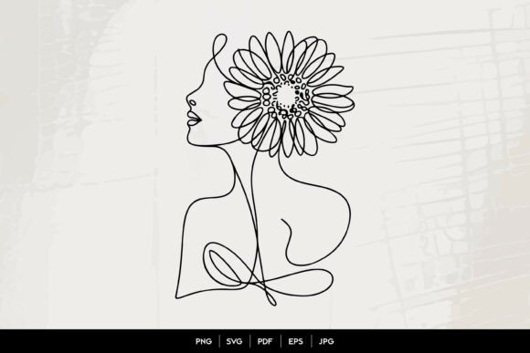 Elevating Digital Creativity with Sunflower Woman Line Art SVG