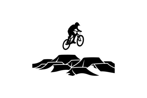 Elevating Visual Storytelling with Cyclist Jumping over Abstract Geometric Silhouette Art