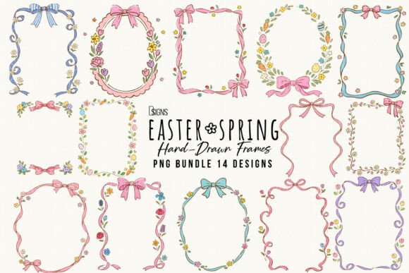 Enhance Your Spring Designs with the Easter Spring Hand-Drawn Frame Bundle