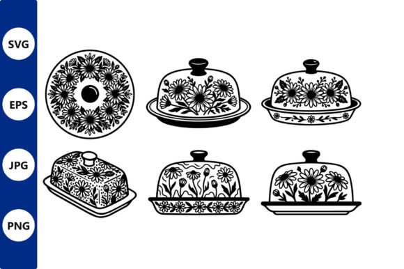 Floral Butter Dish Line Art for Creators