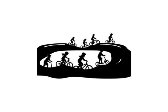 Group of Cyclists Racing in Silhouette: A Versatile Design Asset