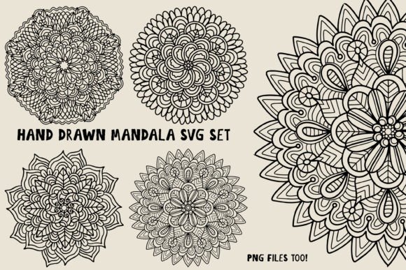 Hand Drawn Mandala SVG PNG Bundle for Creators