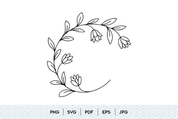 Minimal Floral Wreath Line Art Guide