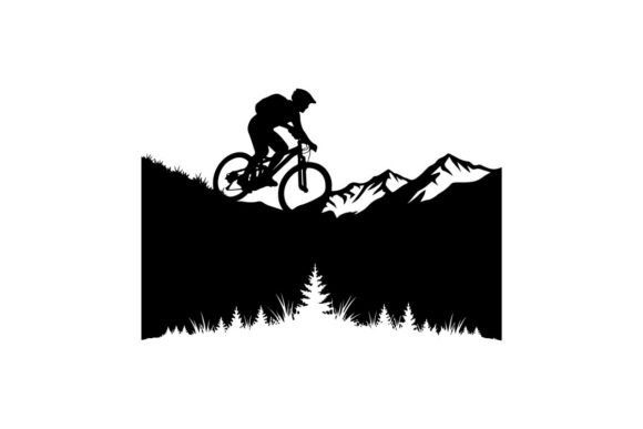 Mountain Biker Jumping Over Snowy Peaks
