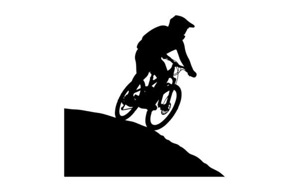Mountain Biker Performing Jump Against D: A Versatile Silhouette for Modern Design