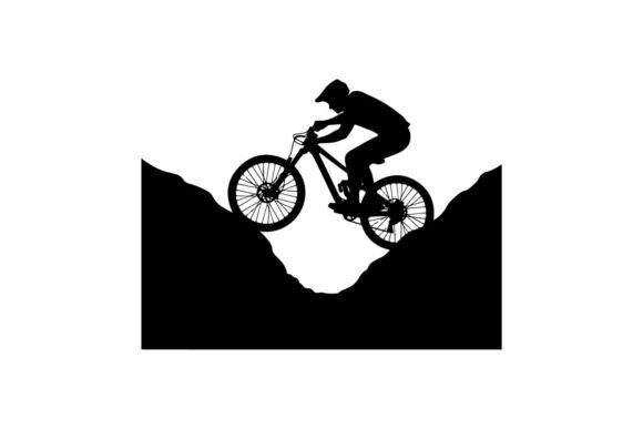 Mountain Biker Performing Jump over Gap: Elevating Your Design with Precision Vector Art