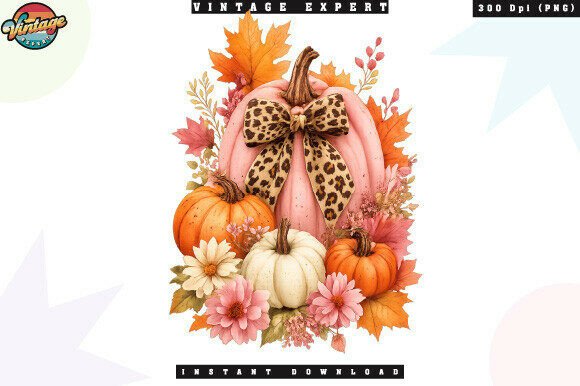 Pink Pumpkin Leopard Bow PNG