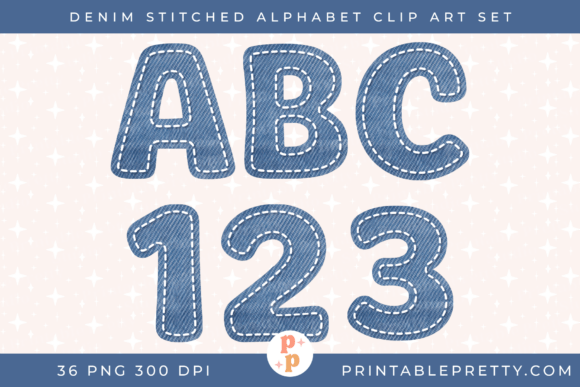 Stitched Denim Alphabet PNG Clipart Set: Elevating Casual Design with Texture and Simplicity