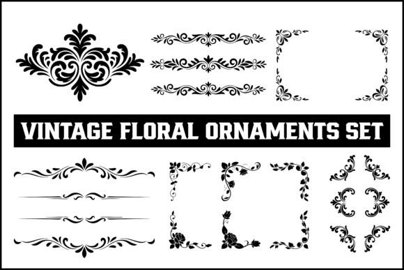 Vintage Floral Ornaments Set: Elevating Design with Timeless Elegance
