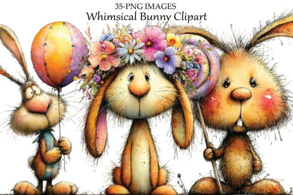 Whimsical Bunny Clipart for Creators