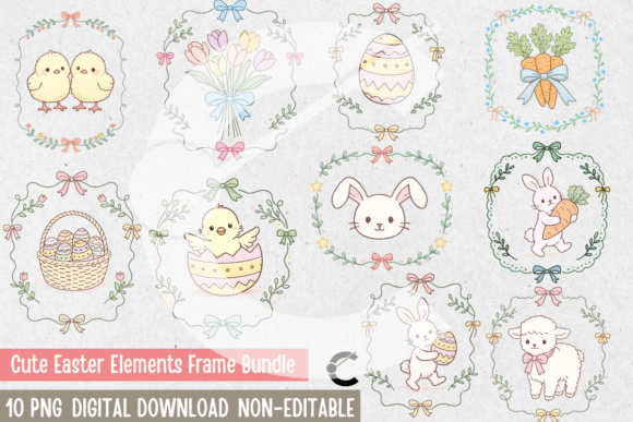 Whimsical Easter Doodle Frames Bundle: Elevating Digital Design with Minimalist Line Art