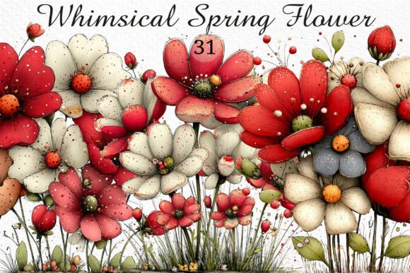 Whimsical Spring Flower Clipart